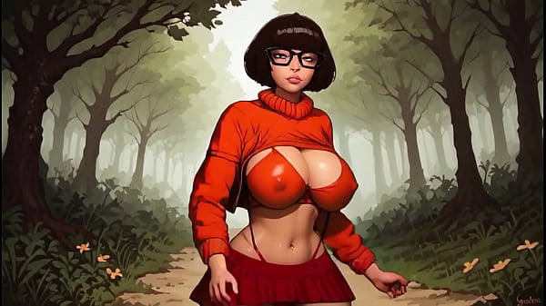 Velma Dinkley Bouncing Big Boobs Nipples and Teasing Perfect Cameltoe Pussy AI Free