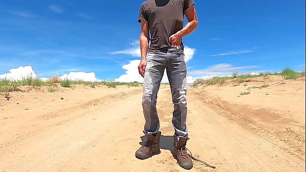Filling up jeans and work boots with piss