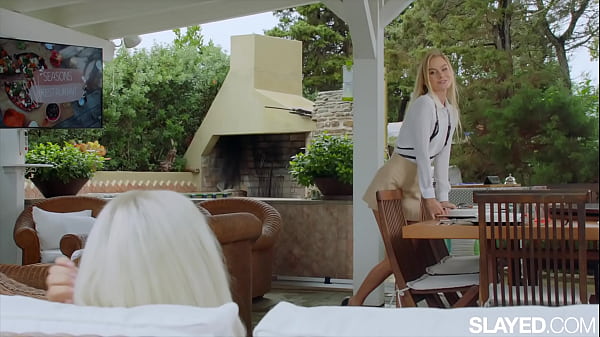 SLAYED Blonde beauties Nancy & Eva get naughty at work