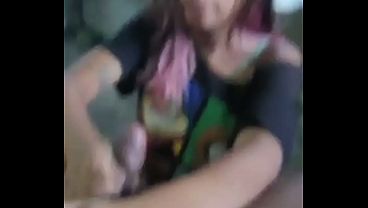 Poor little whore masturbates me and sucks me off while watching videos
