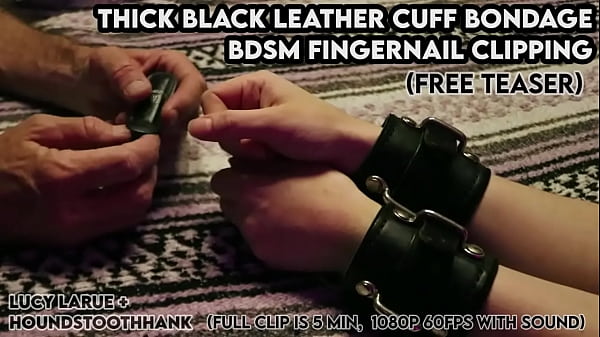 Thick Black Leather Cuff Bondage BDSM Fingernail Clipping
