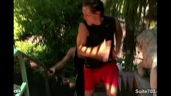 Download Video - Sexual gay jocks fuck in threesome outdoors