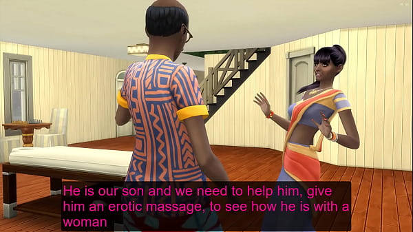 Comixfun - Indische Stiefmutter kaum überzeugt von Stiefvater, zum ersten Mal Sex mit Stiefsohn zu haben, um ihn in einer erotischen Massage zu entjungfern - schüchterner Teenager