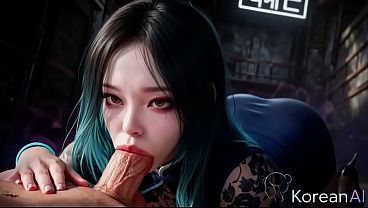 私はこのジューシーな韓国の尻軽女に私の睾丸を舐めさせ、それから彼女の割れ目を熱い精液で底まで満たした [AI]