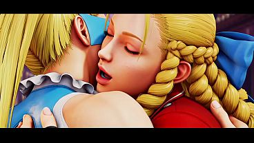 Karin Kansuki x Rainbow Mika lesbian kissing (Street Fighter /AI generated)