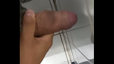 A cuckold's pleasurable wank in the bathroom.