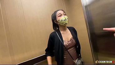 JohnTronX - Slim tanned babe gets every inch of my dick inside her pussy