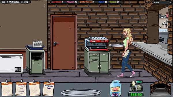 Jenny serves customers at the table, but deep down she wants to serve them with her throat