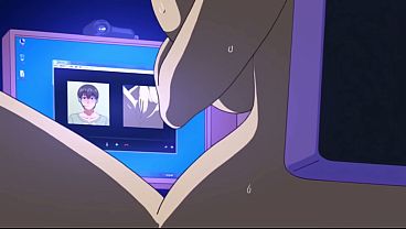 Hentai blonde masturbates on webcam