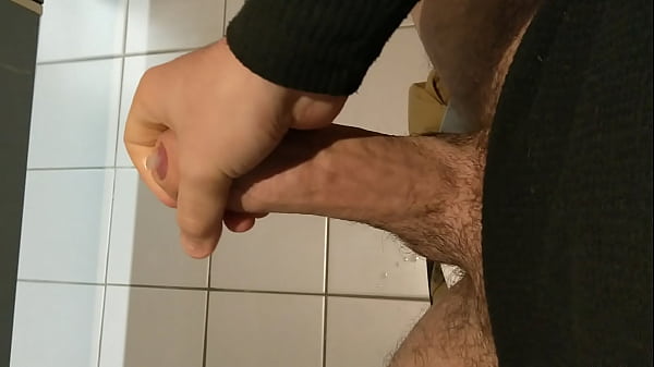 Cumshot at office bathroom