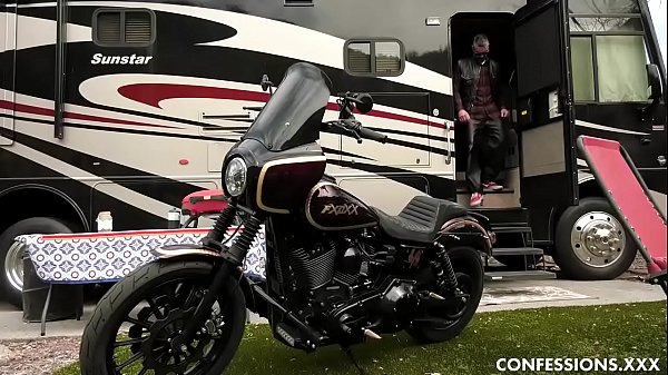 Young Brunette Having Hardcore Outdoor Sex With Her Biker Neighbor