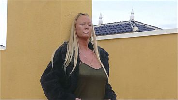 Outdoor masturbating & finger fucking orgasm in my winter coat & tights pulled down for anal play & fingering