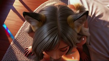Silver Fox: The Premiere. Oiled Neko POV (AI-Animated)