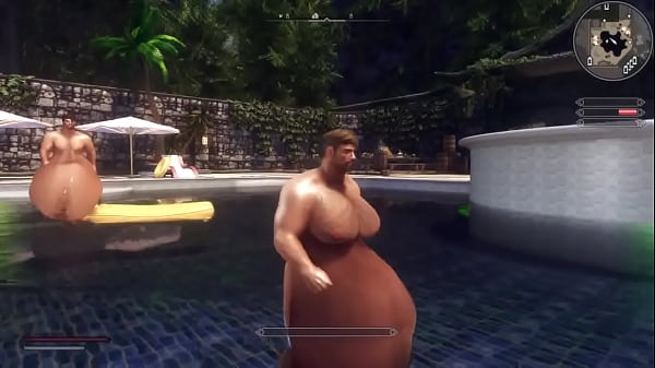 Big bellies by the pool