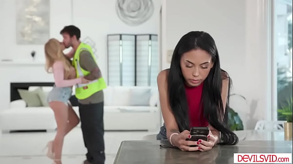 Stepdaughter watching stepmom getting fucked by delivery guy