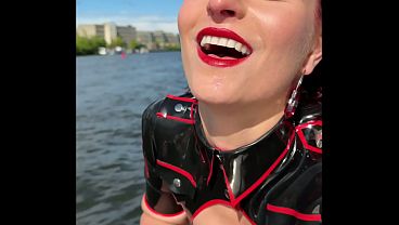 Shiny latex Dolly Dyson fucked on a Boat