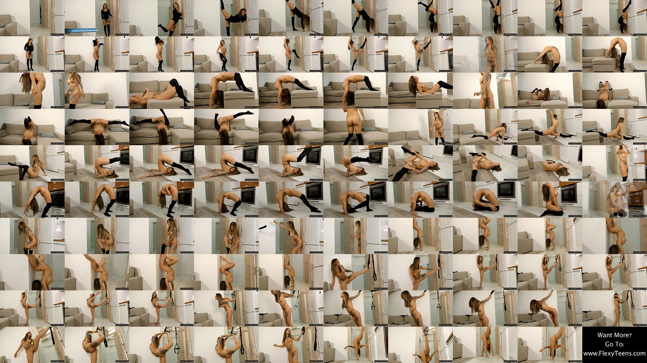 Tattooed teen Michelle does sexy standing gymnastics 预览图