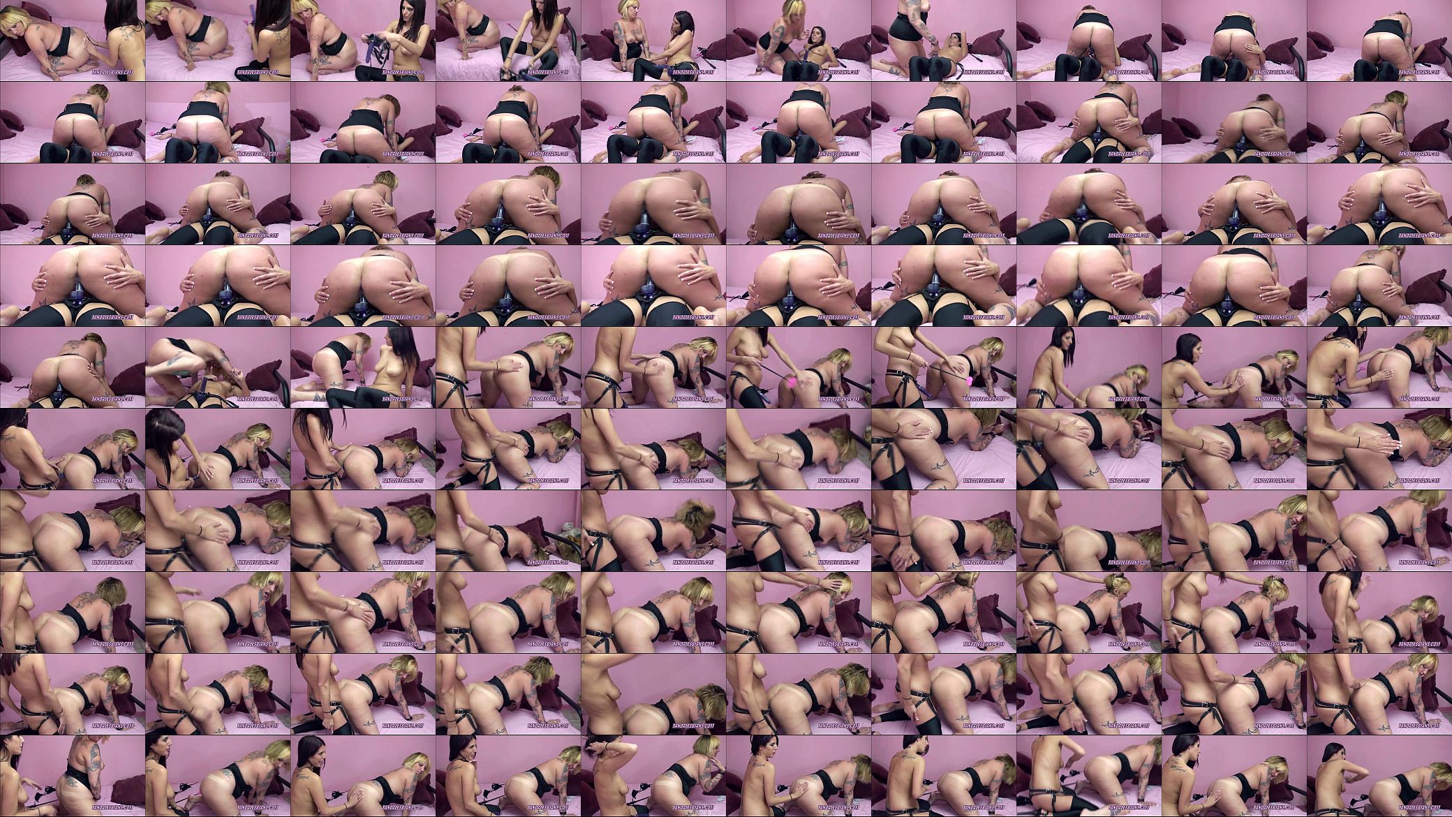 Tattooed Lexxi takes a strapon from a hot slut 预览图