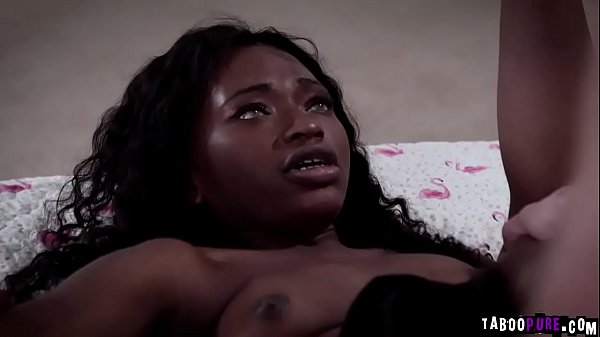 Noemie bilas spread her thighs wide open and her young ebony pussy got railed