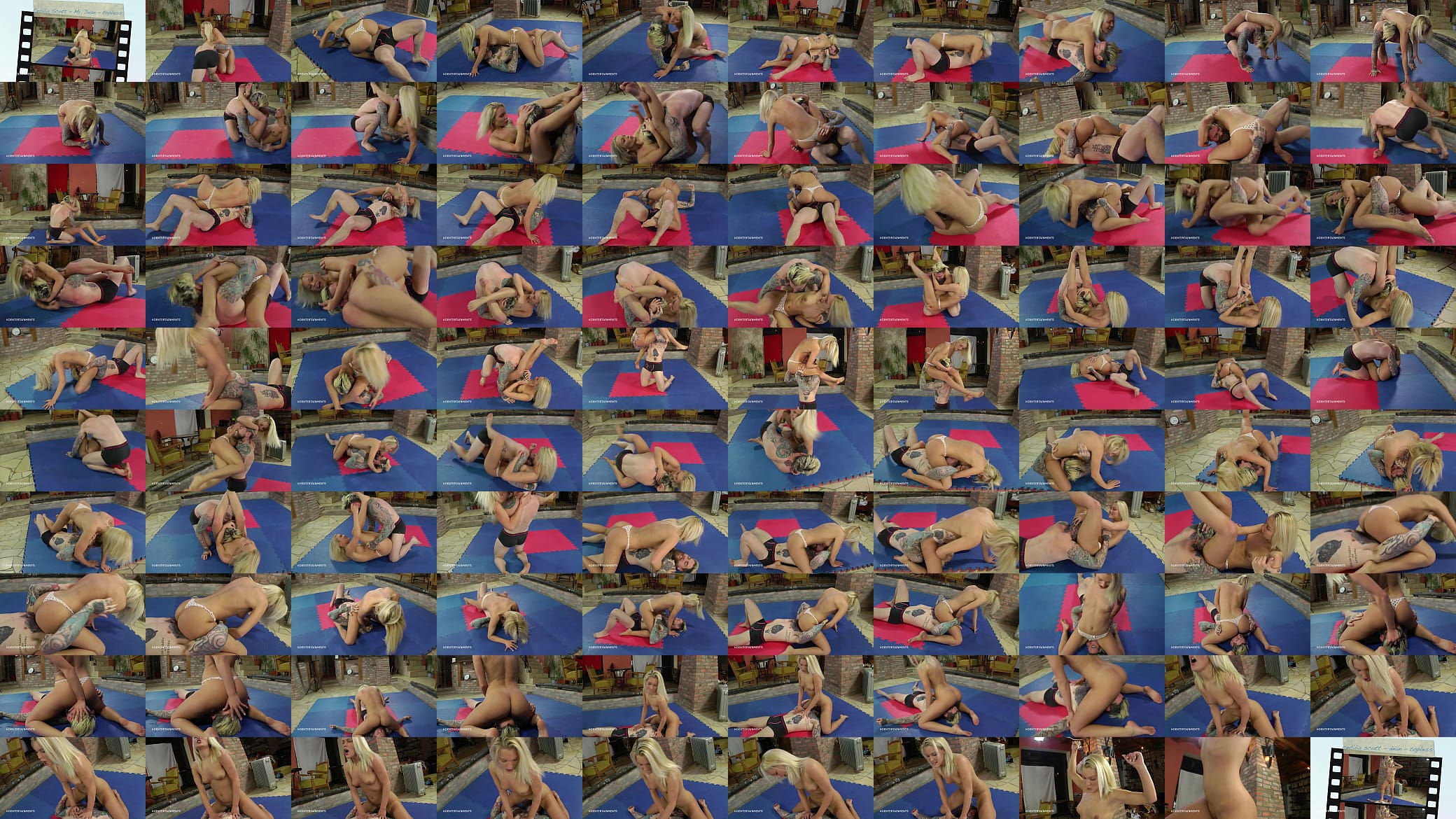 Lesbian Cecilia and Dean touch each others private parts in the fierce sport of wrestling 预览图