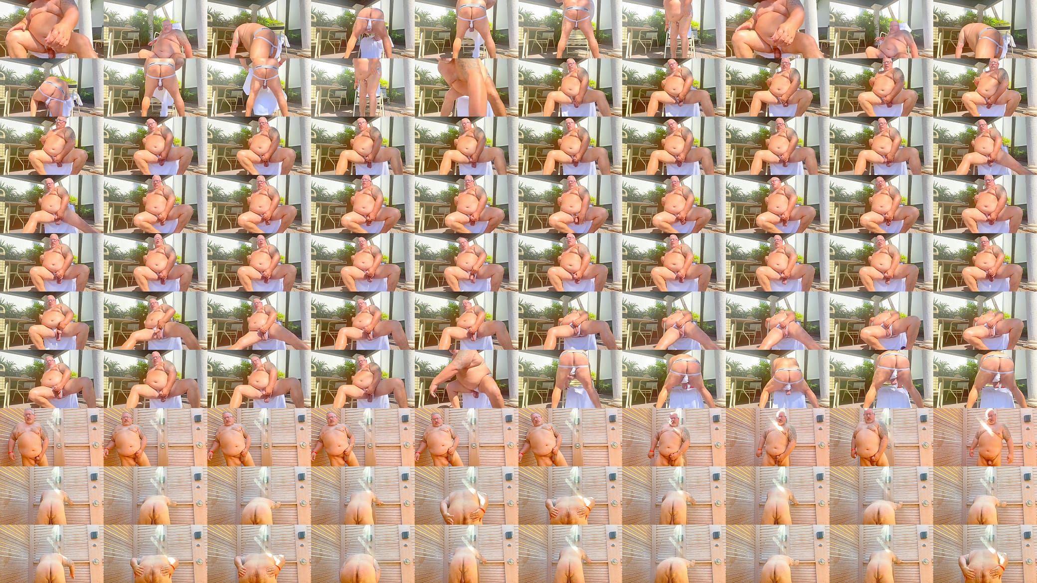 Fat Man plays with his huge balls at a public shower 预览图