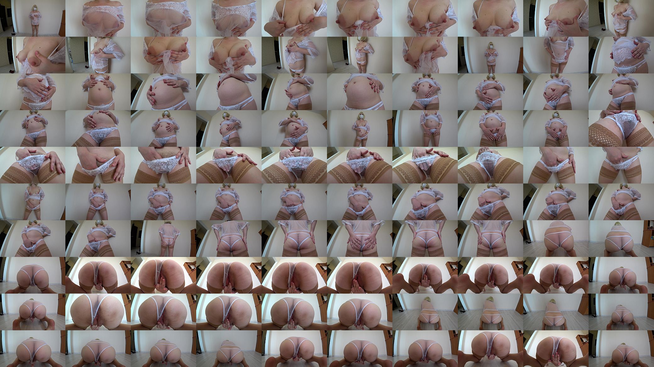 Pregnant blonde masturbates hairy pussy through white panties to orgasm, milk tits and appetizing ass. 预览图