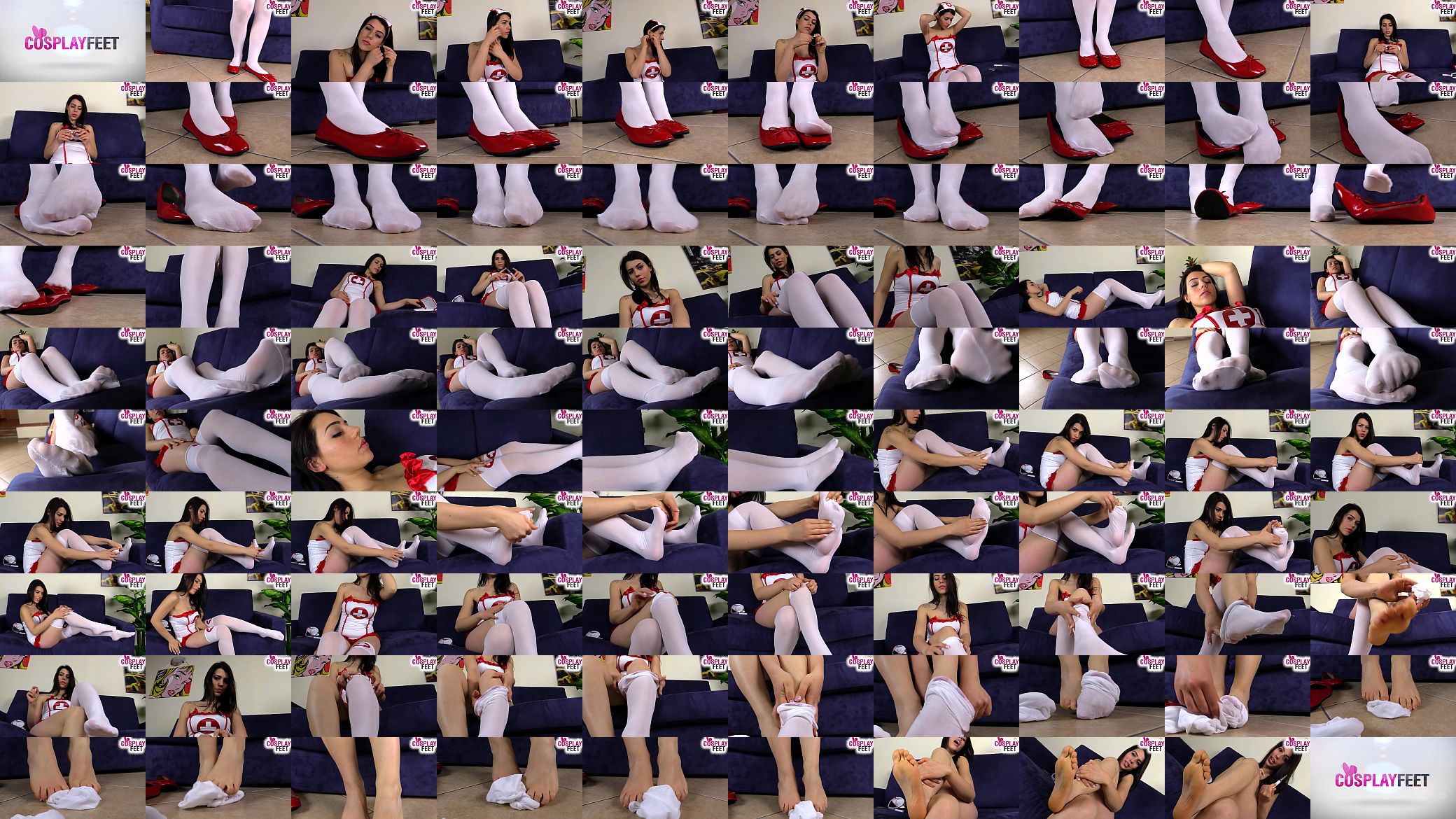 Hot nurse in white stockings and red balletflats foot tease 预览图
