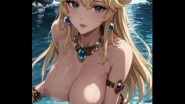 Princess Peach in a lake and waterfall (Ai animation)