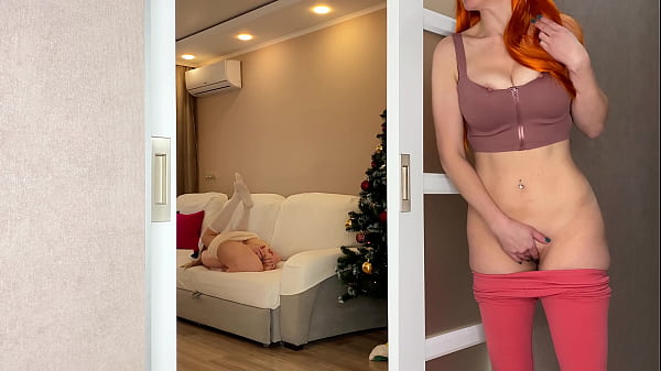 Stepmom Masturbates Together with Stepdaughter While Watching Her on New Year's Eve - Cumming Together