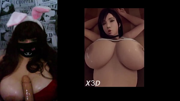 Hot MILF playing with her big natural tits while watching hentai