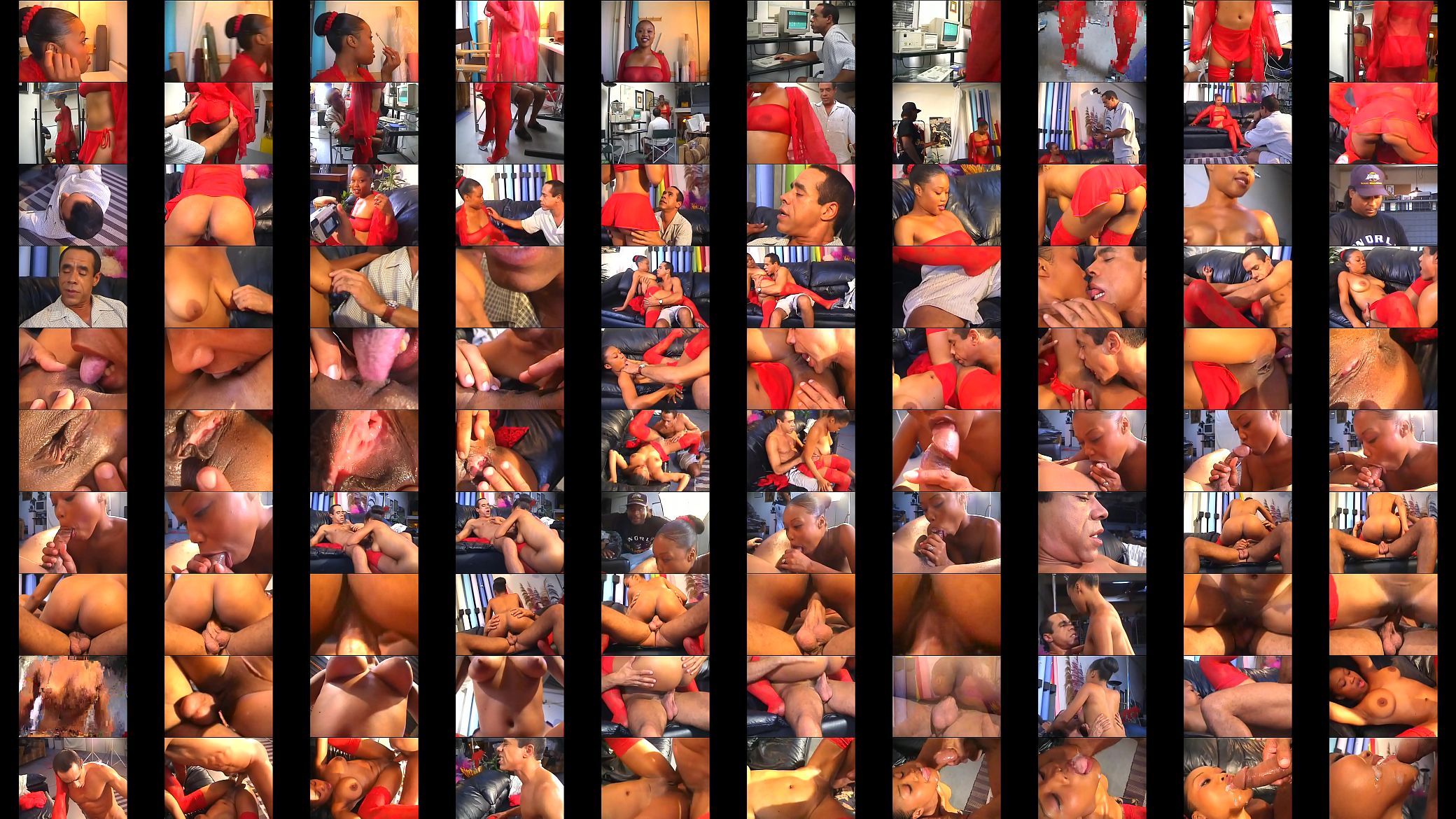 Black model in red seduces latin camera man with long meaty cock 预览图