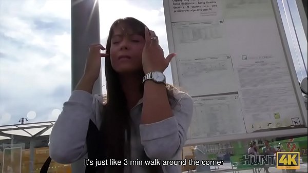 HUNT4K. Angella Christin from bus station comes to service hunter for money