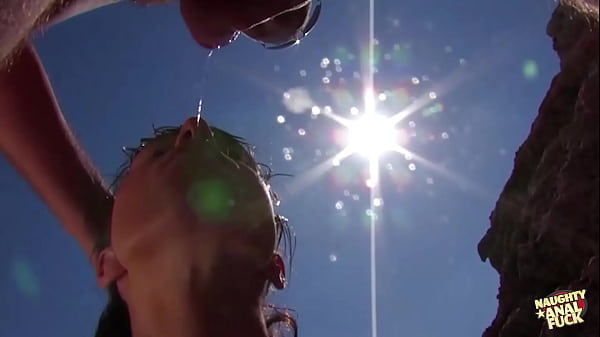 This chubby guy cum all over this super sexy bitchs nasty ass on the beach