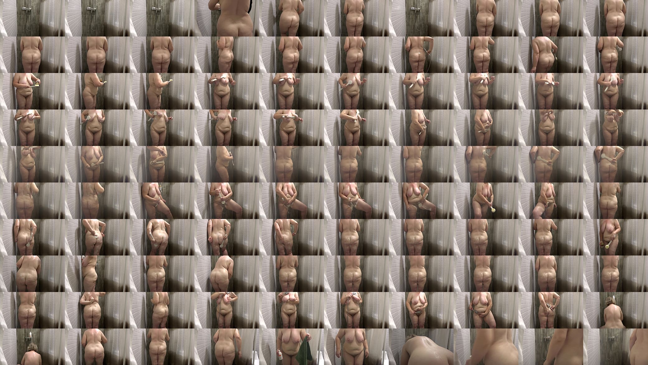 Hidden camera in the shower spies on a chubby milf with big boobs and a juicy PAWG. Homemade fetish for a mature husband. 预览图