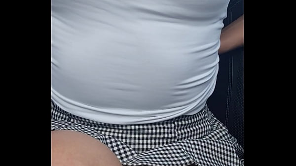WHILE BOYFRIEND DRIVES I DECIDED TO TEASE HIM AND PLAY WITH MY TOY - I CUM ALLOVER HIS CAR SEAT
