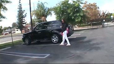 She flashes her giant perky tits and offers up her shaved pussy to ride his cock until she...