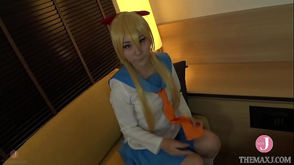 [HentaiCosplay] Beautiful blonde haired cosplayer in uniform, Ichika Ayamori, gives a thick blowjob! She finishes with a hand job!