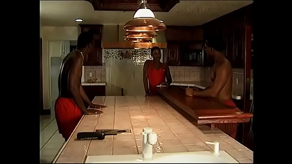 One horny sistas knows how to work with two black dicks in the kitchen
