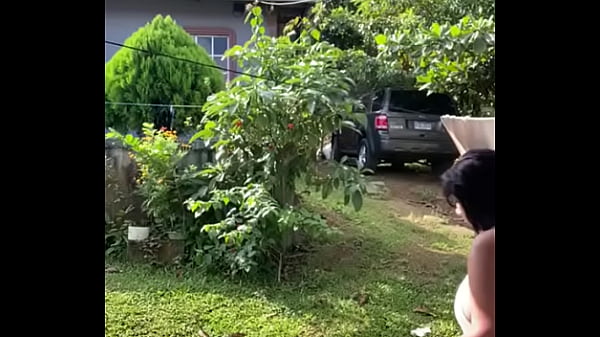 Wife gives me a blowjob while bathing