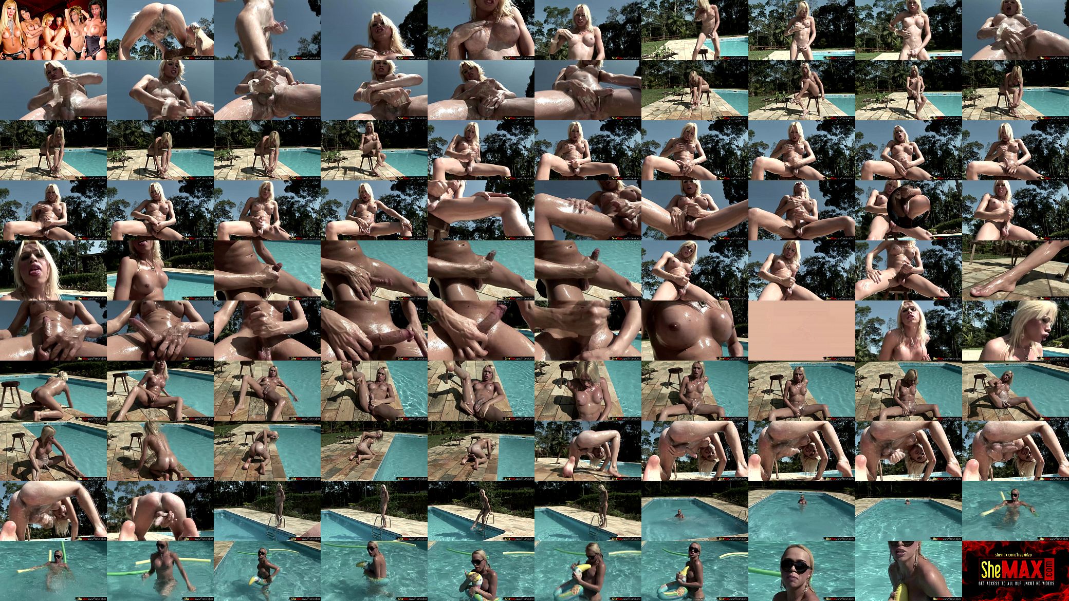 Beautiful shegirl enjoys hardcore masturbation by the pool 预览图