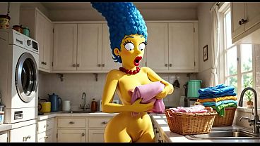 Marge Simpson Doing Peaceful Nude House Chores Cooking Cleaning and Bathing in Sunny Home