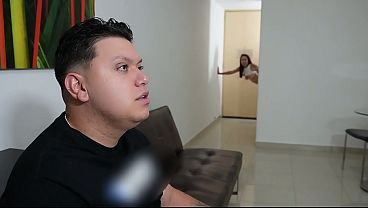 Girl gets fucked by plumber while husband watches football match - Part 2