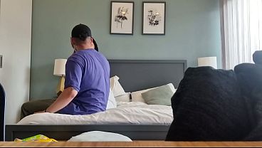 Latina Airbnb guest invites random guy from the street upstairs, rides him and gets creamed