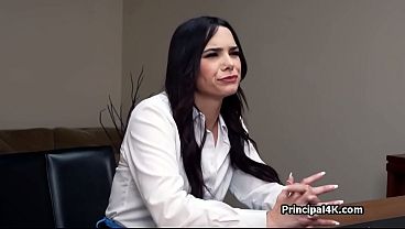 Cougar in black stockings bends over and gets fucked by principal