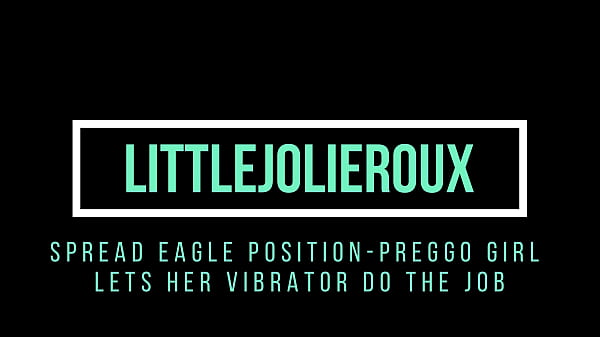 spread eagle position - preggo girl let's the vibrator do it's job for her