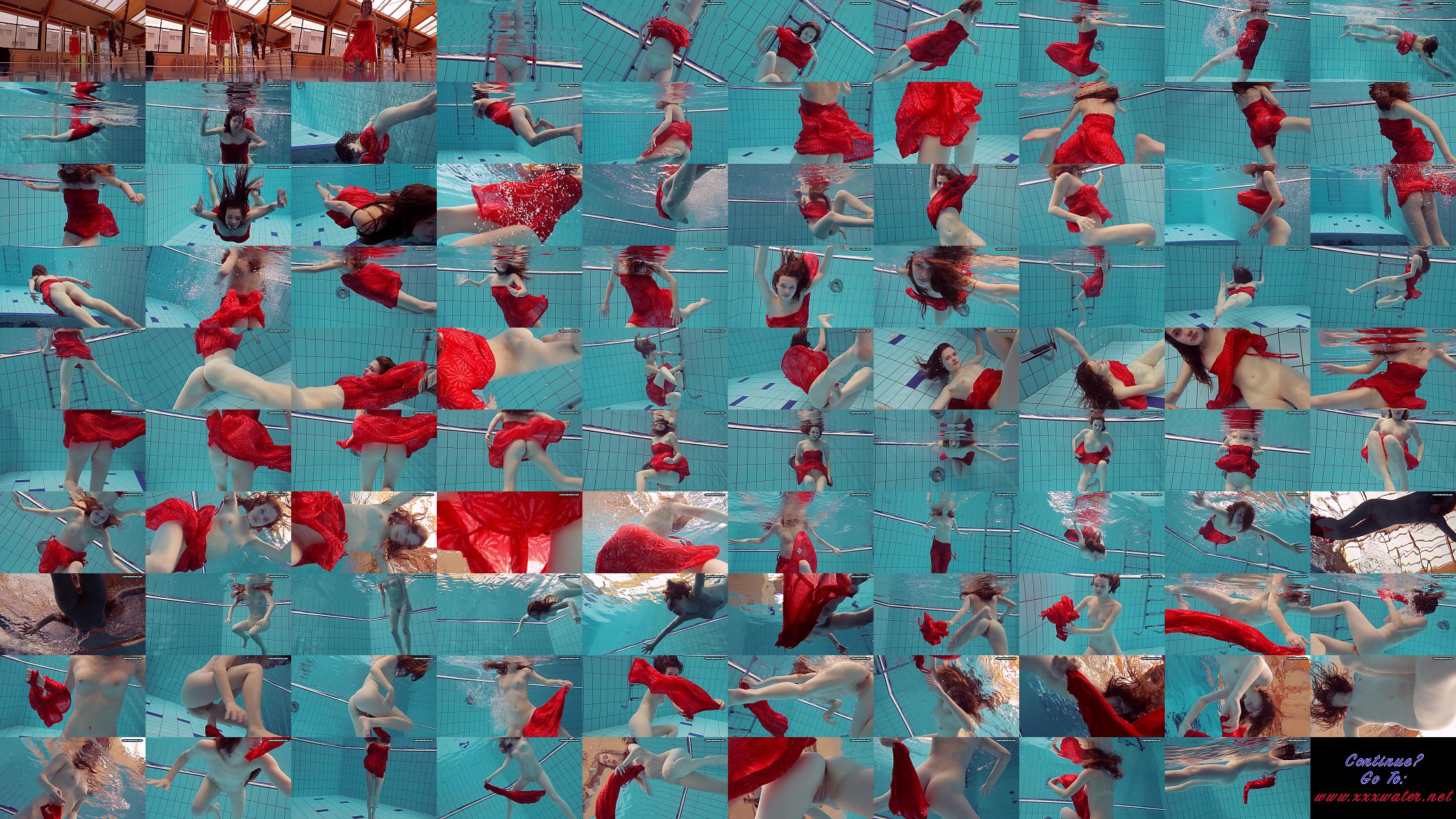 Red Dressed teen swimming with her eyes opened 预览图