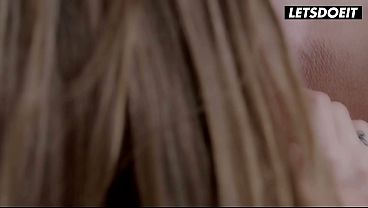 Platinum Blonde Buries Her Tongue in Her Friend's Cunt While They French Kiss
