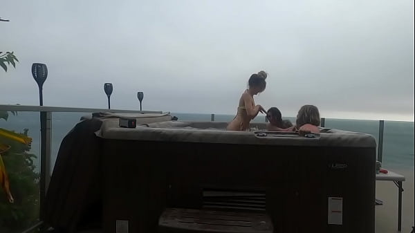 Babes having fun in hot tub