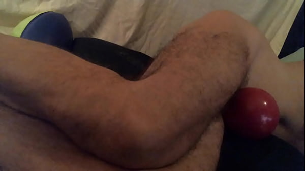 Sub hole opens legs, takes the big dildo