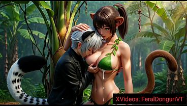 Donguri Breastfeeding From a Wild Anime Monkey Milf in Japanese Jungle - Hentai A.I.